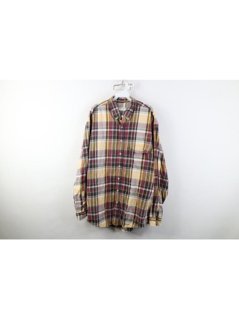 Vintage 90s Eddie Bauer Mens XLT Faded Heavyweight Flannel Button Shirt Plaid